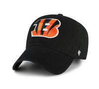 '47 NFL Cincinnati Bengals Clean Up Gorra de béisbol unisex, cierre de correa ajustable, talla única, logotipo del equipo, color negro, Negro , Talla única