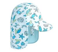 Gorra Azul para niño con protección Solar UPF 50+, Gorras de Playa para niños con protección para el Cuello, con diseño de Tortuga, de 6 a 8 años