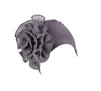 Gorra Beanie De Tela con Un Adorno De Flor Grande Estilo Retro Elegante Turbante para Cabeza De Mujer para Boda Fiesta Cáncer Quimioterapia Chemo Oncológico Noche Pèrdida de Pelo (Gris, 1)