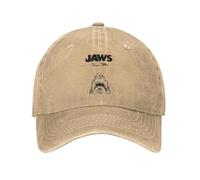 Gorra béisbol algodón cálido para Invierno, Jaws 50th Anniversary Poster Gorra béisbol Vintage desgastada Denim Lavado con boceto tiburón para Hombres y Mujeres Regalo al Aire Libre Sombrero