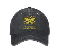 Gorra Beisbol Apoyo para El Cáncer De Huesos con Lazo Amarillo De Mariposa Gorras De Beisbol Unisex Baseball Cap Ajustable Trucker Cap para Pesca Sport Tenis