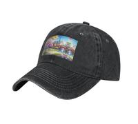 Gorra Beisbol Estampado De Unicornios De Cuento De Hadas En Negro Gorras De Beisbol Soft Trucker Cap Unisex Baseball Cap para Running Senderismo Tenis