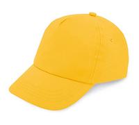 Gorra Beisbol para niño y niña, 5 Paneles de Vivos Colores. 100% algodón, con Orificios de ventilación y Cierre Ajustable. Gorra Infantil, niñas y niños Entre 4 y 13 años (Algodón, Amarillo)