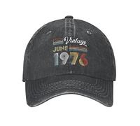 Gorra Béisbol Unisex Cool Cotton Vintage Junio 1976 Cinta Cassette Gorra Béisbol Hombres Mujeres Personalizado Ajustable Unisex 47 Regalo Cumpleaños Sombrero Papá Regalo Cumpleaños Verano