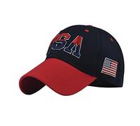 Gorra bordada con la bandera de Estados Unidos neutral para hombre y mujer, azul marino, Talla única