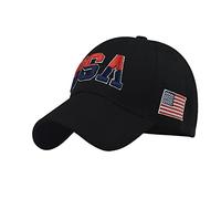 Gorra bordada con la bandera de Estados Unidos neutral para hombre y mujer, Negro, Talla única