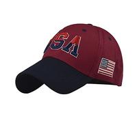 Gorra bordada con la bandera de Estados Unidos neutral para hombre y mujer, Vino, Talla única