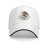 Gorra con emblema nacional de México, escudo de armas de México, gorra de béisbol, gorra mexicana para mujeres y hombres, sombrero ajustable, Blanco, talla única