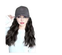 Gorra Con Pelo Postizo Gorra de tejido sintético, peluca de cabello liso hacia adentro, gorra de béisbol, extensiones de peluca con ondas al agua, cola de caballo for uso diario(Color25)