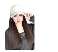 Gorra Con Pelo Postizo Gorra de tejido sintético, peluca de cabello liso hacia adentro, gorra de béisbol, extensiones de peluca con ondas al agua, cola de caballo for uso diario(Color14)