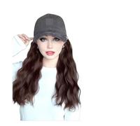 Gorra Con Pelo Postizo Gorra de tejido sintético, peluca de cabello liso hacia adentro, gorra de béisbol, extensiones de peluca con ondas al agua, cola de caballo for uso diario(Color24)