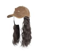 Gorra Con Pelo Postizo Peluca rizada de mayor tamaño, gorro de fibra for cubrir toda la cabeza y extensiones de diadema.(Corrugated roll baseball cap [Brown black]+hair net)