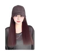 Gorra Con Pelo Postizo Peluca sintética, gorra de béisbol, peluca de pelo largo y liso, gorra con lengua de pato, cabeza oscilante, pelo rizado, cola de caballo, bob(Color-02)