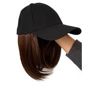 Gorra Con Pelo Postizo Pelucas sintéticas cortas y lacias con gorra de béisbol negra y sombrero ajustable. Pelucas con extensiones de cabello sintético liso.(2-30)