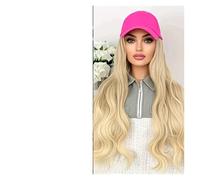Gorra Con Pelo Postizo Pelucas sintéticas y gorras de béisbol rosas, sombreros todo en uno, pelucas, accesorios todo en uno for viajes diarios.(Curl hair)