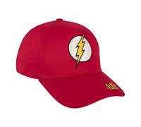 Gorra con Visera Curva de Flash - Color Rojo - Apta de 4 a 8 Años - con Bordados de la Colección - Gorra para Niños con Velcro Trasero Ajustable - Producto Original Diseñado en España