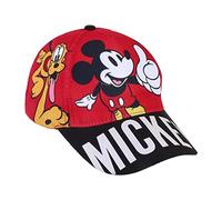 Gorra con Visera Curva de Mickey Mouse y Pluto - Color Rojo - Apta de 4 a 8 Años - Con Bordados de la Colección - Gorra para Niños con Velcro Trasero Ajustable - Producto Original Diseñado en España