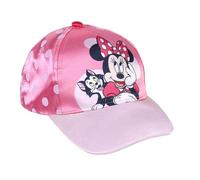 Gorra con Visera Curva de Minnie Mouse - Color Rosa - Apta de 4 a 8 Años - Con Material Brillante - Gorra para Niños con Velcro Trasero Ajustable - Producto Original Diseñado en España