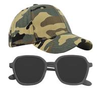 Gorra con Visera De Camuflaje y Par De Gafas De Sol - Béisbol para Niños con Hebilla Trasera Ajustable, Deportiva Transpirable para El Sol De Verano Al Aire Libre