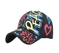 Gorra con visera para hombres y mujeres, casual, regular, juvenil, retro, letras, paz, amor, colorida, gorra de béisbol, visera Rip It, Negro, Talla única