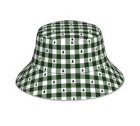 Gorra Cubo Árbol De Navidad Verde Y Blancos con Cuadros De Leñador Sombrero Bob Protección UV Sombreros De Pescador Moda Gorro Pescador Playa para Aire Libre Fiestas