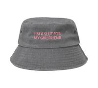 Gorra Cubo Soy Una Puta por Mi Novia Gorras Cubo Transpirable Bucket Hat Protección UV Gorro Pescador para Aire Libre Playa Fiestas