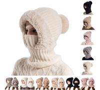 Gorra de 3 en 1 con bufanda y máscara, gorro de punto para mujer en otoño e invierno, pasamontañas de mujer, bufanda con gorro para mujer, gorro de invierno con máscara de esquí térmica y resistente