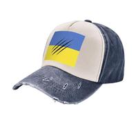 Gorra de Algodón con Bloques de Color Y Bandera de Ucrania, con ala Curva, para El Sol Y la Moda Urbana. Navy Blue