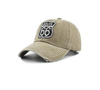 Gorra de algodón desgastada con letras bordadas (beige) de la marca ROUTE 66, estilo snapback, para primavera