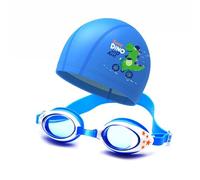 Gorra De Baño Gafas De Baño, Dinosaure Gorro de Natación Unisex Impermeable de Silicona, Lindos Sombrero de Natación,Gorro de Natación de Dibujos Animados para Niños y Niñas