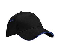 Gorra de Beechfield de algodón, con pico sándwich Negro Black/Bright Royal Talla única