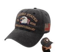 Gorra de béisbol 1776-2026, gorro de celebración de 250 años, sombrero patriótico de recuerdo, para viajes, vacaciones, escuela, viajes, camping, senderismo, mochileros, deportes, playa, Negro