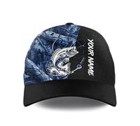 Gorra De Béisbol 3D Custom Name Fishing with Bass Fishing and Teal Blue Pattern Design On It Gorras De Hombre Ajustable Gorra Trucker Vintage Snapback Sombrero para Pescar Senderismo