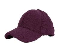 Gorra de béisbol a rayas de lana de cordero para hombres y mujeres, sombreros deportivos cálidos de invierno al aire libre para viajes. Características: gorras de béisbol de escuela secundaria, Vino