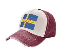 Gorra de Béisbol Ajustable con la Ban dera de Suecia para Uso Diario, Protección Solar, para Deportes, Golf, Senderismo, Pesca, Viajes, Playa, Uso Casual y para Cualquier Ocasión. Dark Red