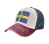 Gorra de Béisbol Ajustable con la Ban dera de Suecia para Uso Diario, Protección Solar, para Deportes, Golf, Senderismo, Pesca, Viajes, Playa, Uso Casual y para Cualquier Ocasión. Navy an d Red