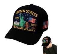 Gorra de béisbol ajustable, conmemorativa de América 250, sombrero patriótico ajustable 1776-2026, recuerdo para mujeres, hombres, adultos, adolescentes, familia, personas mayores, amigos, Negro, L