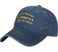 Gorra de béisbol ajustable para veteranos de combate de Vietnam, para hombres y mujeres, gorra de camionero, azul marino, Talla única