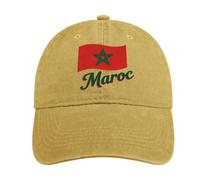 Gorra De Béisbol Algodón Lavado Marruecos Bandera Nacional Hombre Mujer Perfil Bajo Vintage Distressed Ajustable Partido De Fútbol