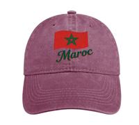Gorra De Béisbol Algodón Lavado Marruecos Bandera Nacional Hombre Mujer Perfil Bajo Vintage Distressed Ajustable Partido De Fútbol