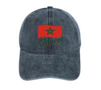Gorra De Béisbol Algodón Lavado Marruecos Bandera Nacional Hombre Mujer Perfil Bajo Vintage Distressed Ajustable Partido De Fútbol