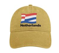 Gorra De Béisbol Algodón Lavado Países Bajos Bandera Nacional Hombre Mujer Perfil Bajo Vintage Distressed Ajustable Partido De Fútbol