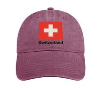 Gorra De Béisbol Algodón Lavado Suiza Bandera Nacional Hombre Mujer Perfil Bajo Vintage Distressed Ajustable Partido De Fútbol