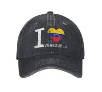 Gorra De Béisbol Amo Venezuela Corazón Bandera Negra Gorras De Hombre Ajustable Snapback Sombrero Transpirable Golf Hat para Viaje Cámping Senderismo