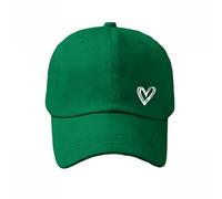 Gorra de béisbol bordada con corazón desgastado ajustable para mujer, gorra unisex de algodón para baile, Verde tirando a negro, Talla única