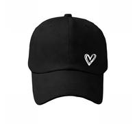 Gorra de béisbol bordada con corazón desgastado ajustable para mujer, gorra unisex de algodón para baile, Negro, Talla única