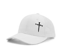 Gorra de béisbol bordada con cruz de Jesús para hombre y mujer, regalo para hombre y mujer, Blanco y malla blanca, Talla única