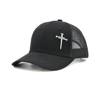 Gorra de béisbol bordada con cruz de Jesús para hombre y mujer, regalo para hombre y mujer, Negro y malla negra, Talla única