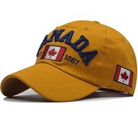 Gorra de béisbol Canada Unisex - 100% Algodón - Hoja de Arce Bordada - Ajustable - Gorra Deportiva y Ocio para Hombre y Mujer, amarillo, M