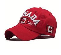 Gorra de béisbol Canada Unisex - 100% Algodón - Hoja de Arce Bordada - Ajustable - Gorra Deportiva y Ocio para Hombre y Mujer, rojo, M